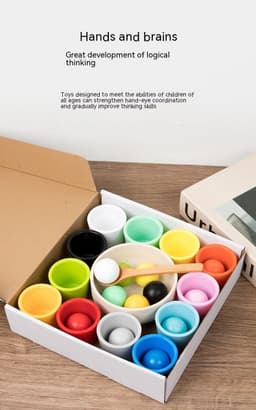 image-Wooden Children's Educational Color Classification Cup Counting Activity Suit Preschool Color Number Learning Toys