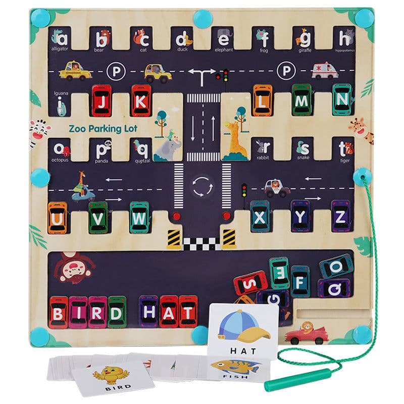 image-Magnetic Letters Matching Walking Parking Maze Letters Early Cognitive Education Educational Toys