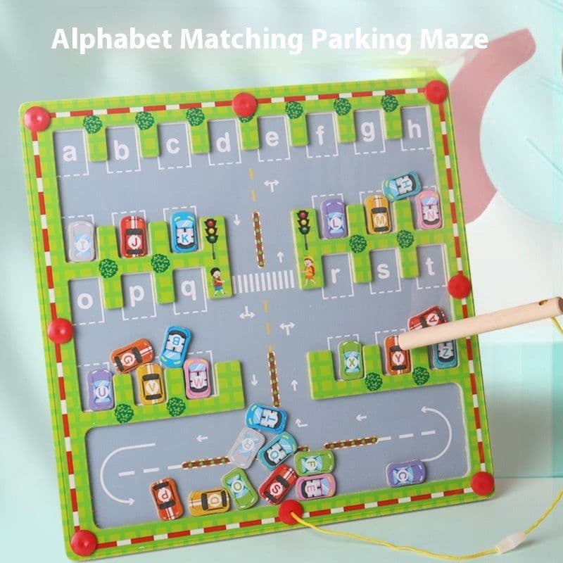 image-Magnetic Letters Matching Walking Parking Maze Letters Early Cognitive Education Educational Toys