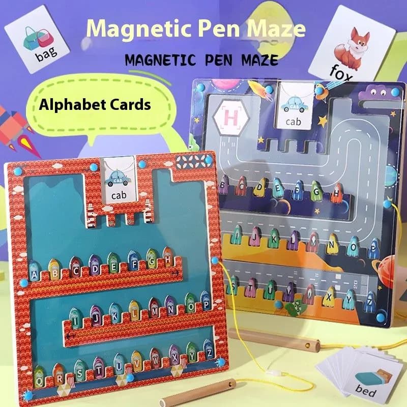 image-Magnetic Letters Matching Walking Parking Maze Letters Early Cognitive Education Educational Toys