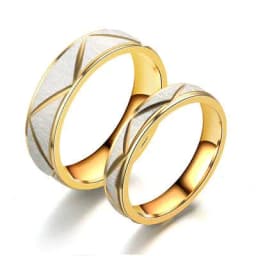 image-Titanium steel couple ring 24K gold stainless steel ring