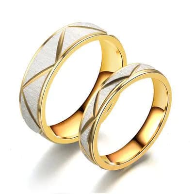 image-Titanium steel couple ring 24K gold stainless steel ring