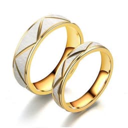 image-Titanium steel couple ring 24K gold stainless steel ring