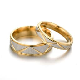 image-Titanium steel couple ring 24K gold stainless steel ring