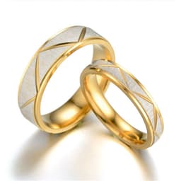 image-Titanium steel couple ring 24K gold stainless steel ring