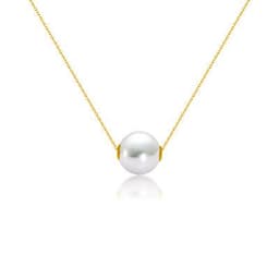image-18K Gold Round Pearl Necklace Clavicle Chain