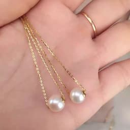 image-18K Gold Round Pearl Necklace Clavicle Chain