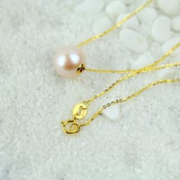 image-18K Gold Round Pearl Necklace Clavicle Chain