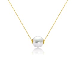 image-18K Gold Round Pearl Necklace Clavicle Chain