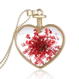 image-Round Pendant Necklace Gold Silver Color Bead Chain Colorful Specimen Dried Flower Necklace
