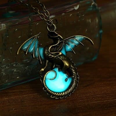 image-Glowing Vintage Flying Dragon Necklace