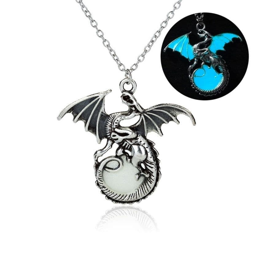 image-Glowing Vintage Flying Dragon Necklace