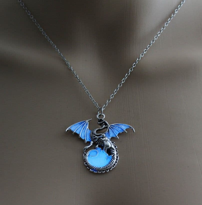 image-Glowing Vintage Flying Dragon Necklace