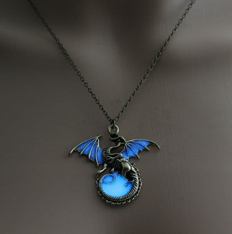 image-Glowing Vintage Flying Dragon Necklace