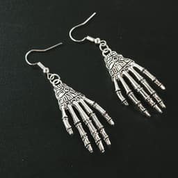 image-Halloween Vintage Carved Skull Skeleton Hands Earrings