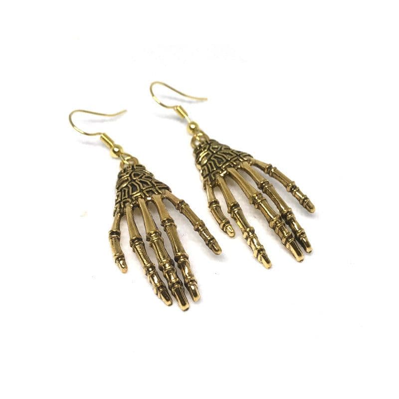 image-Halloween Vintage Carved Skull Skeleton Hands Earrings