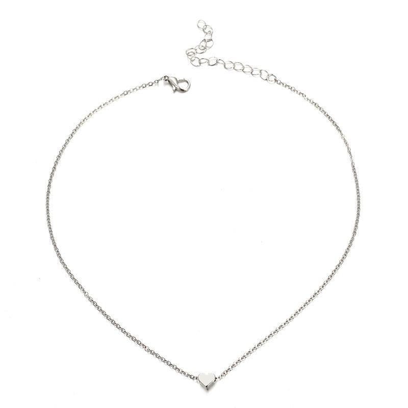 image-Simple Fashion Gold Color Double-sided Love Pendant Necklaces Clavicle Chains Necklace Women Jewelry Valentines Day Gift