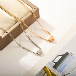 image-Simple Fashion Gold Color Double-sided Love Pendant Necklaces Clavicle Chains Necklace Women Jewelry Valentines Day Gift