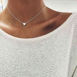 image-Simple Fashion Gold Color Double-sided Love Pendant Necklaces Clavicle Chains Necklace Women Jewelry Valentines Day Gift