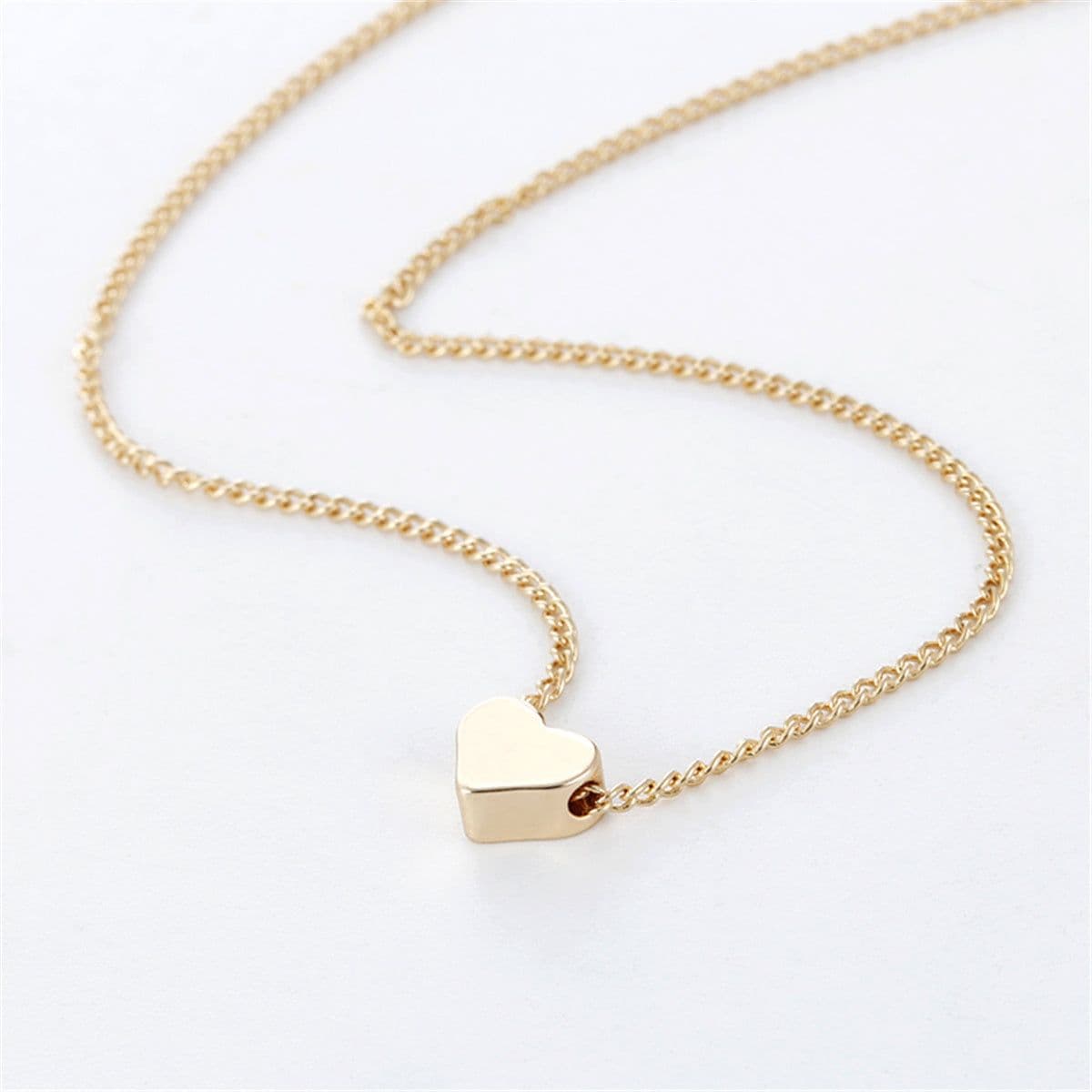 image-Simple Fashion Gold Color Double-sided Love Pendant Necklaces Clavicle Chains Necklace Women Jewelry Valentines Day Gift