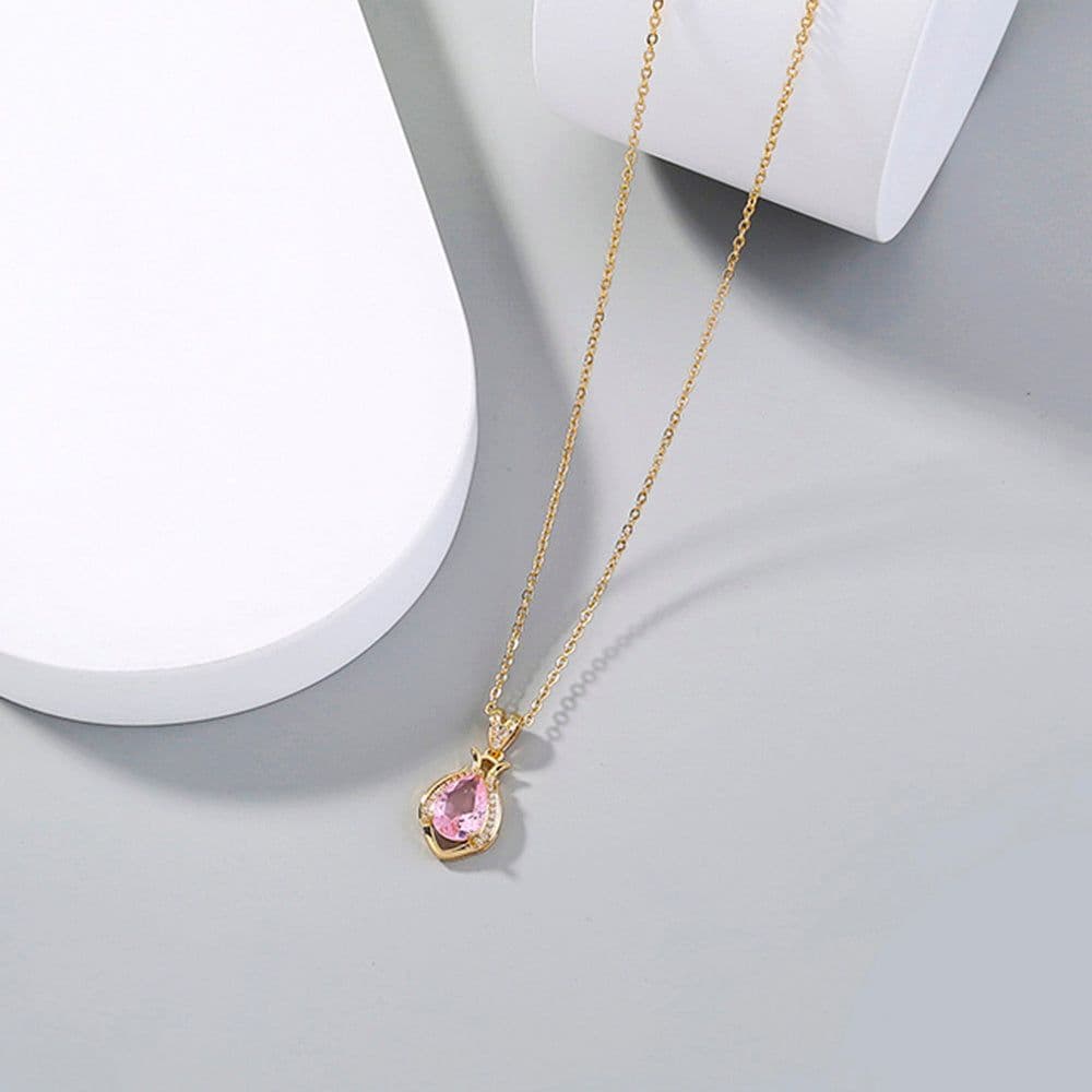 image-European and American necklace jewelry Light luxury simple style niche perfume bottle water drop transparent crystal zircon necklace accessories
