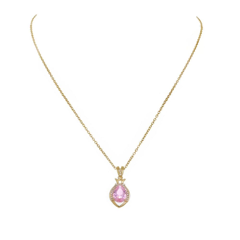 image-European and American necklace jewelry Light luxury simple style niche perfume bottle water drop transparent crystal zircon necklace accessories