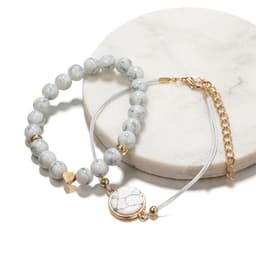 image-Geometric Creative Hollow Fringed Pine Stone Bracelet Four-piece