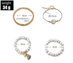 image-Geometric Creative Hollow Fringed Pine Stone Bracelet Four-piece