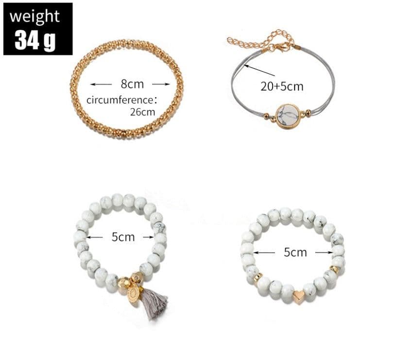 image-Geometric Creative Hollow Fringed Pine Stone Bracelet Four-piece