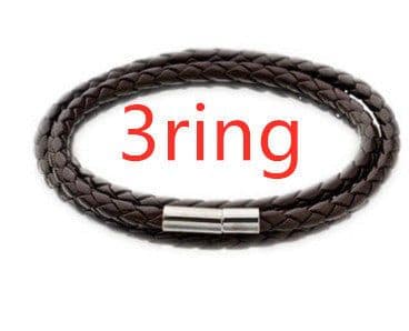 image-Personalized Mens Braided Genuine Leather Bracelet Stainless Steel Custom Beads Name Charm Bracelet For Men With Family Names