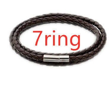 image-Personalized Mens Braided Genuine Leather Bracelet Stainless Steel Custom Beads Name Charm Bracelet For Men With Family Names