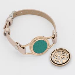image-Stainless Steel Titanium Steel Hollow Perfume Fragrance Bracelet Double Circle Leather Belt Essential Oil Diffusion Fragrance Bracelet