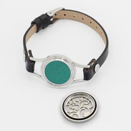 image-Stainless Steel Titanium Steel Hollow Perfume Fragrance Bracelet Double Circle Leather Belt Essential Oil Diffusion Fragrance Bracelet