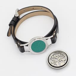 image-Stainless Steel Titanium Steel Hollow Perfume Fragrance Bracelet Double Circle Leather Belt Essential Oil Diffusion Fragrance Bracelet
