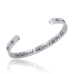 image-Motivational phrase titanium steel bracelet