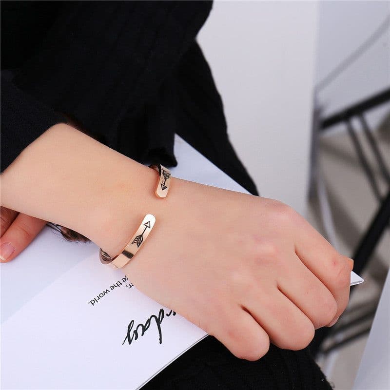 image-Motivational phrase titanium steel bracelet