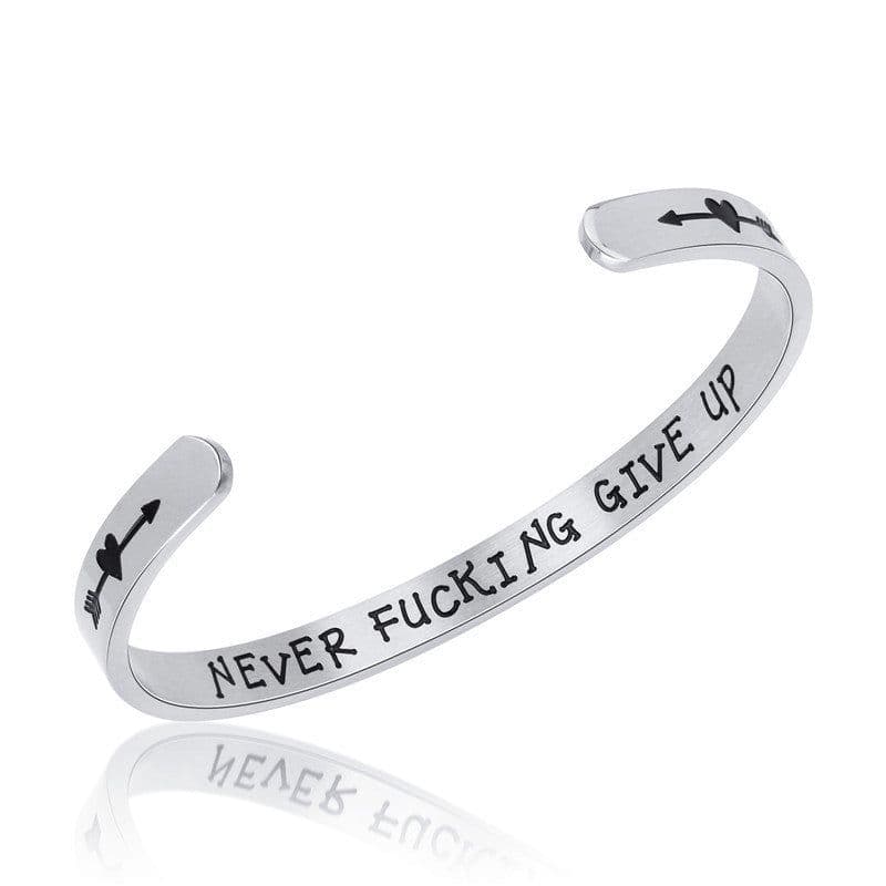 image-Motivational phrase titanium steel bracelet