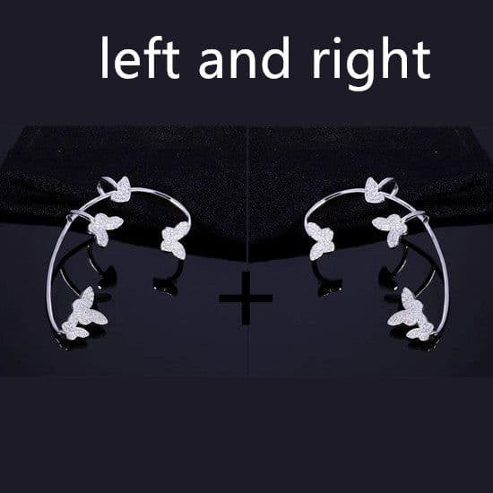 image-Fashion Gold Metal Butterfly Ear Clips Sparkling Zircon Without Piercing Ear Cuff Clip Earrings For Women Jewelry Gift
