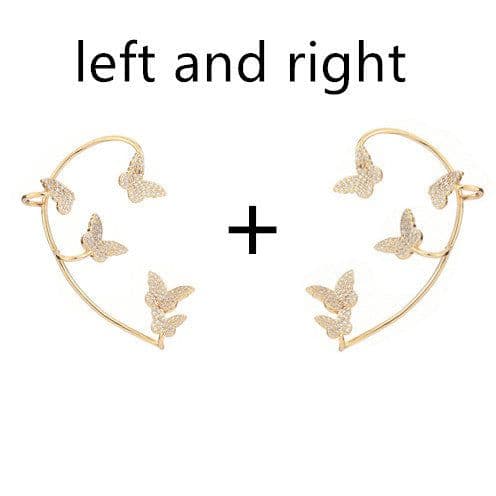image-Fashion Gold Metal Butterfly Ear Clips Sparkling Zircon Without Piercing Ear Cuff Clip Earrings For Women Jewelry Gift