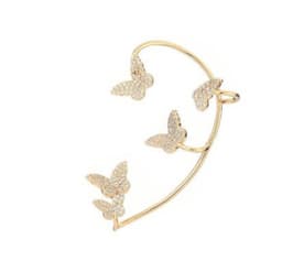 image-Fashion Gold Metal Butterfly Ear Clips Sparkling Zircon Without Piercing Ear Cuff Clip Earrings For Women Jewelry Gift