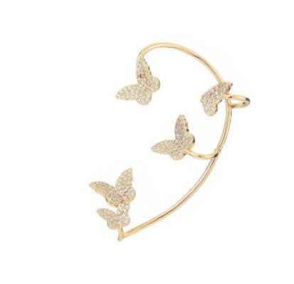 image-Fashion Gold Metal Butterfly Ear Clips Sparkling Zircon Without Piercing Ear Cuff Clip Earrings For Women Jewelry Gift