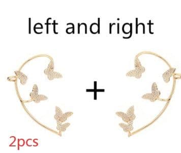 image-Fashion Gold Metal Butterfly Ear Clips Sparkling Zircon Without Piercing Ear Cuff Clip Earrings For Women Jewelry Gift