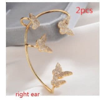 image-Fashion Gold Metal Butterfly Ear Clips Sparkling Zircon Without Piercing Ear Cuff Clip Earrings For Women Jewelry Gift