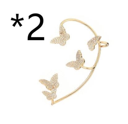 image-Fashion Gold Metal Butterfly Ear Clips Sparkling Zircon Without Piercing Ear Cuff Clip Earrings For Women Jewelry Gift