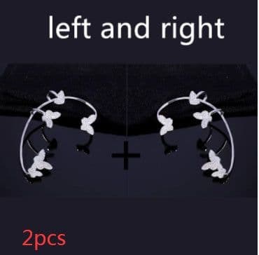 image-Fashion Gold Metal Butterfly Ear Clips Sparkling Zircon Without Piercing Ear Cuff Clip Earrings For Women Jewelry Gift