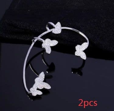 image-Fashion Gold Metal Butterfly Ear Clips Sparkling Zircon Without Piercing Ear Cuff Clip Earrings For Women Jewelry Gift