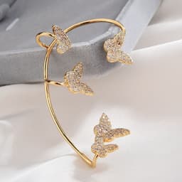 image-Fashion Gold Metal Butterfly Ear Clips Sparkling Zircon Without Piercing Ear Cuff Clip Earrings For Women Jewelry Gift