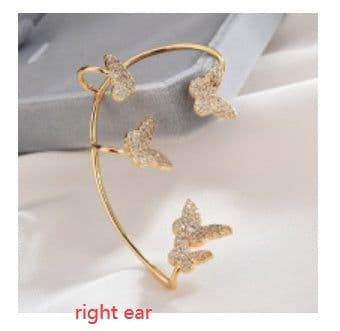 image-Fashion Gold Metal Butterfly Ear Clips Sparkling Zircon Without Piercing Ear Cuff Clip Earrings For Women Jewelry Gift