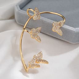 image-Fashion Gold Metal Butterfly Ear Clips Sparkling Zircon Without Piercing Ear Cuff Clip Earrings For Women Jewelry Gift