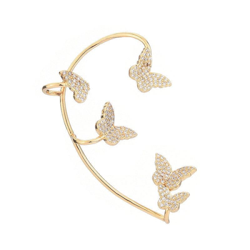 image-Fashion Gold Metal Butterfly Ear Clips Sparkling Zircon Without Piercing Ear Cuff Clip Earrings For Women Jewelry Gift